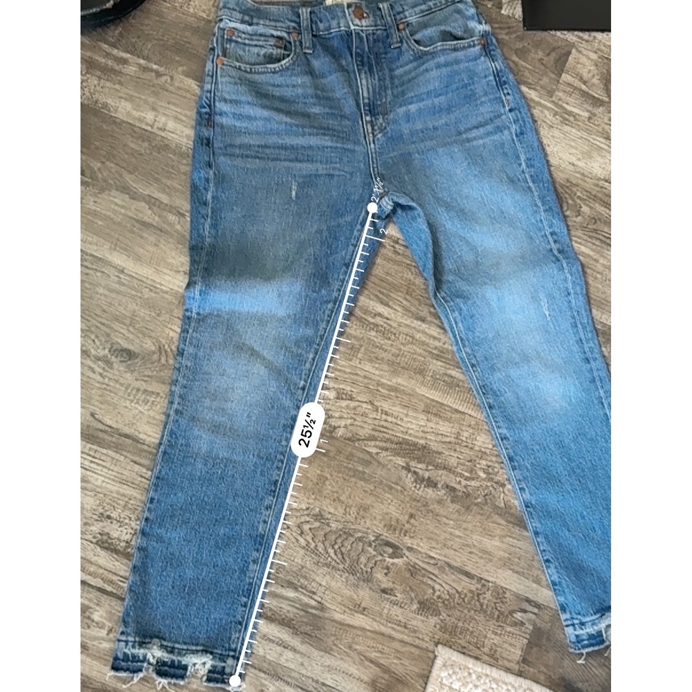 Madewell High Rise Slim Boyjean Crop‎ Fray Hem Denim Jeans Light Wash Size 26 - Picture 9 of 11